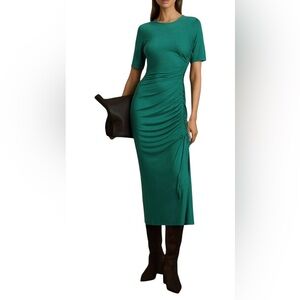 Reiss Rose Ruched Short Sleeve Jersey Dress